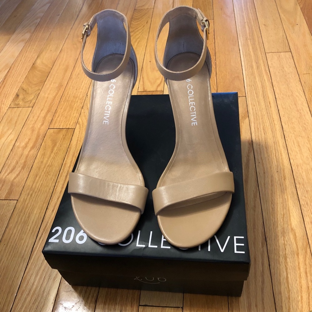 2for$40 New Nude Leather Open Toe Stiletto